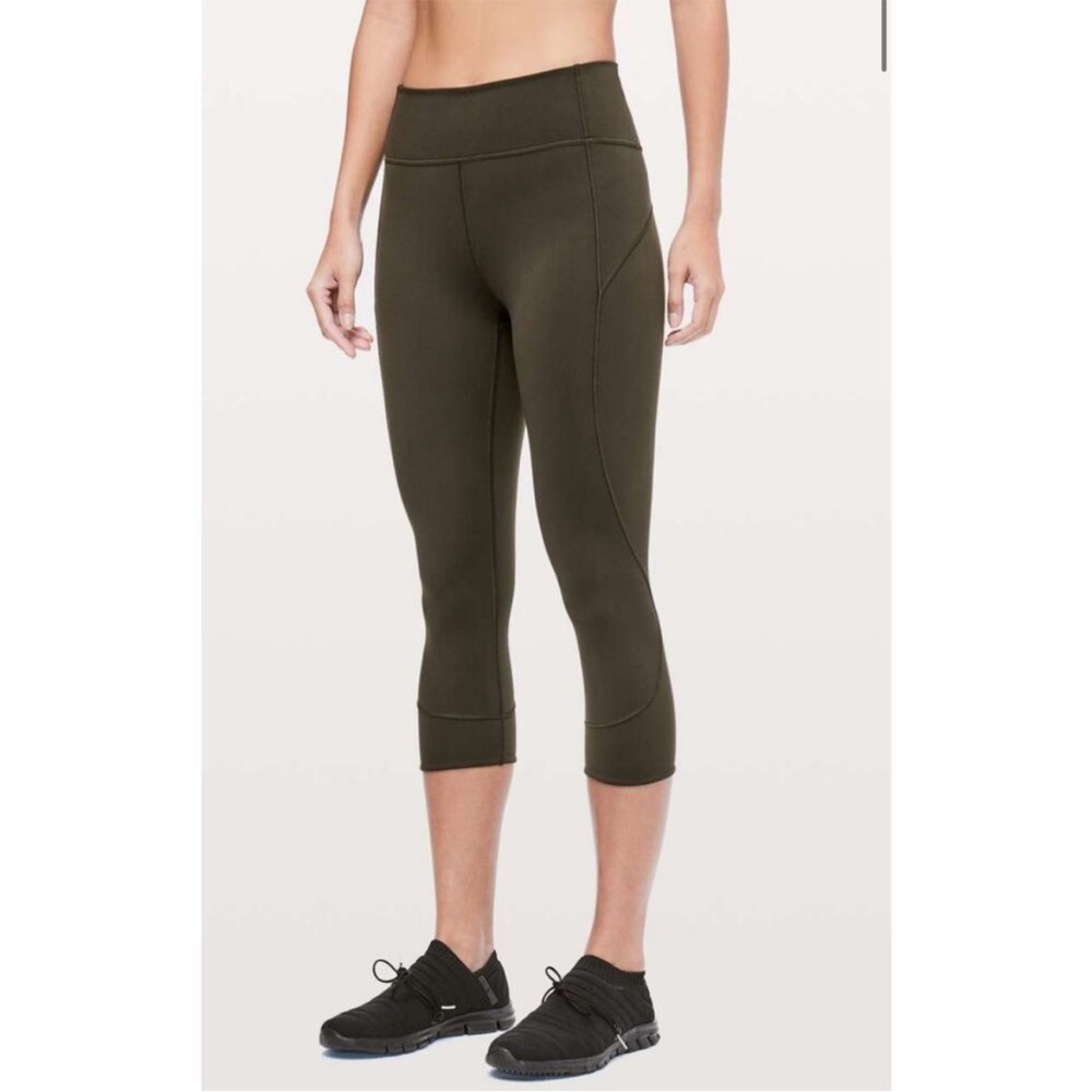 Lululemon Athletica Dark Green Cropped Leggings - Picture 2 of 6